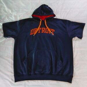 Fanatics Detroit Navy Blue Short Sleeve Hoodie
